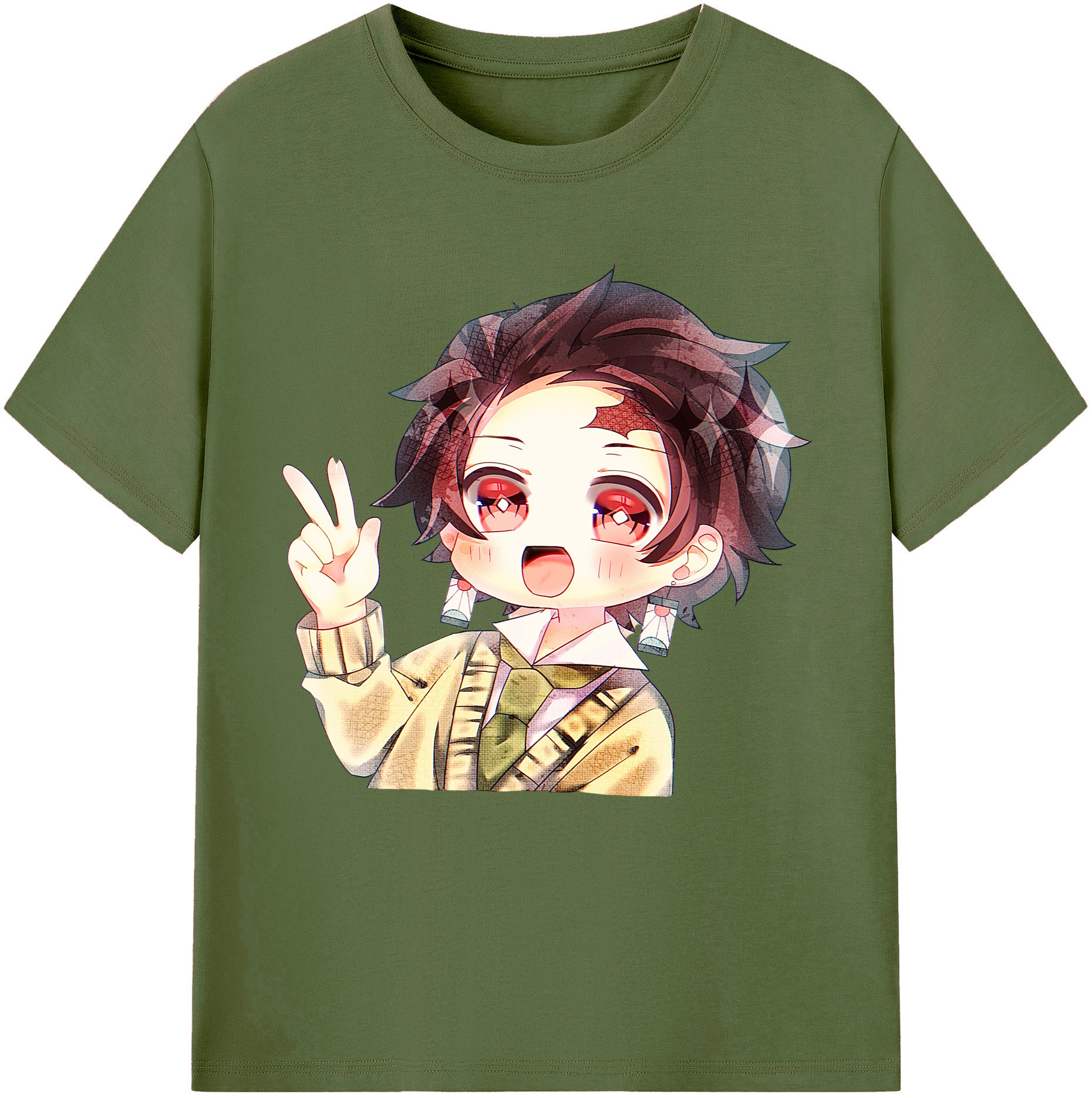 （画像用） 鬼滅の刃 竈門 炭治郎／かまど たんじろう Kamado Tanjirou 綿100％半袖Tシャツ（フロントプリント）